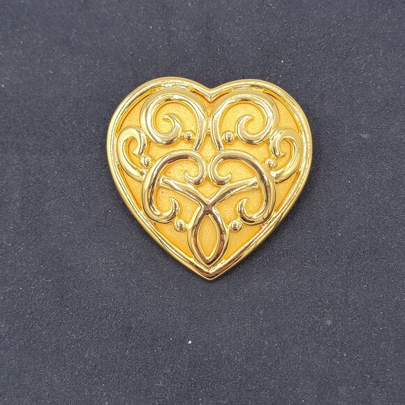 Heart Brooch Signed NJY - Picture 1 of 8